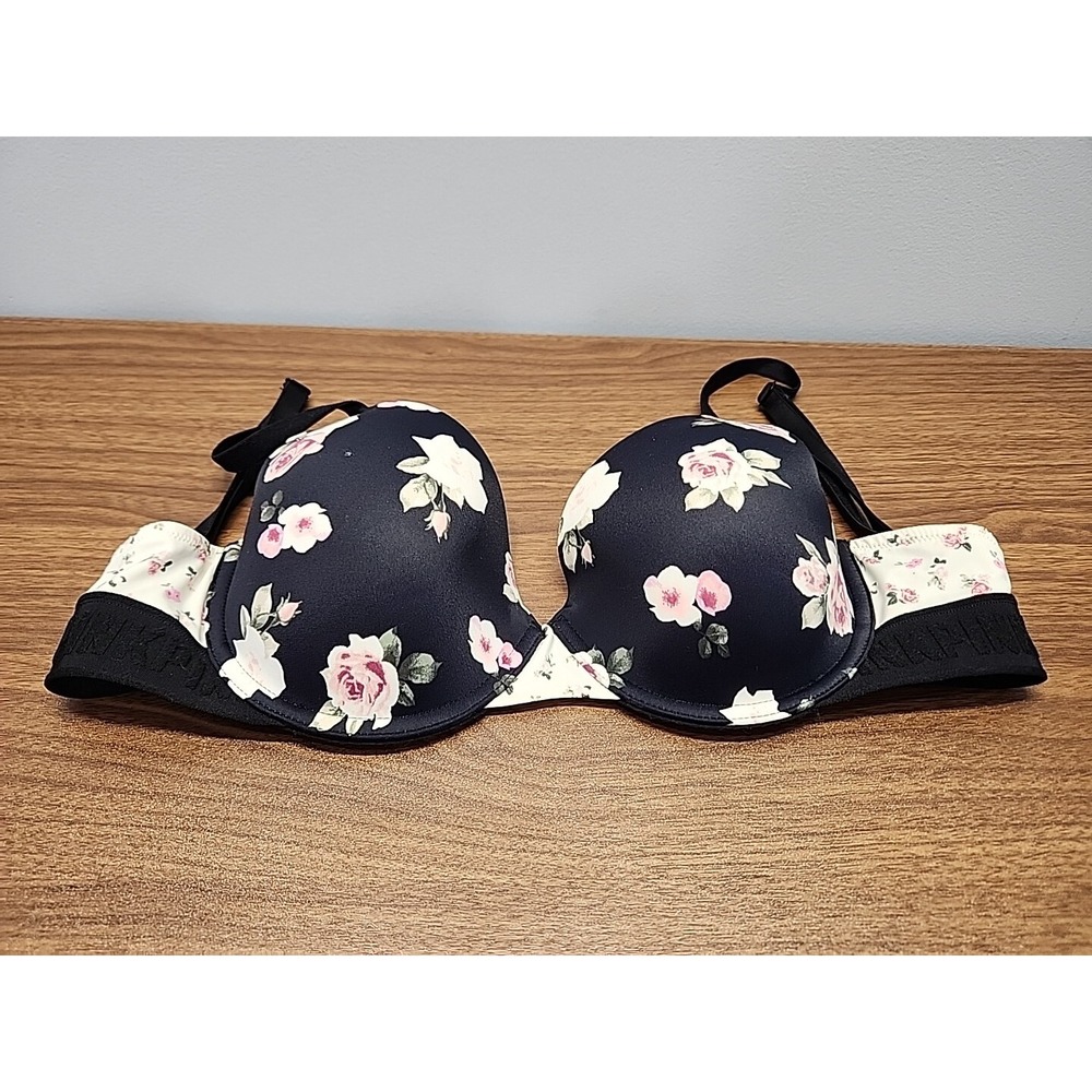 PINK Victoria's Secret Wear Everywhere T-Shirt Bra‎ 34D Floral Padded Underwire